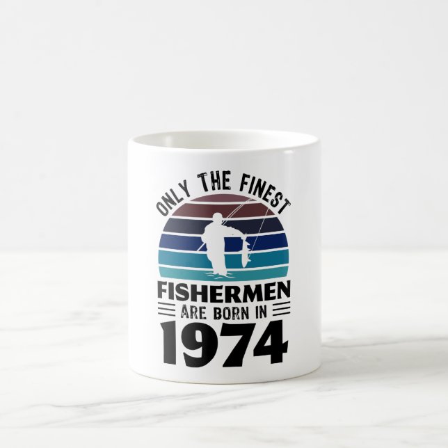 Fishermen born in 1974 50th Birthday Fishing Gifts Coffee Mug (Center)