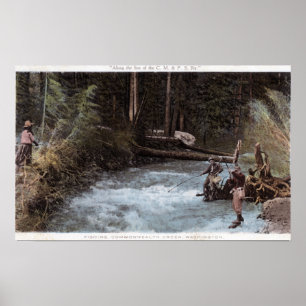 Fishermen Fishing at Commonwealth Creek Poster