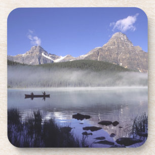 Fishermen in canoe on Waterfowl Lake, Banff Coaster