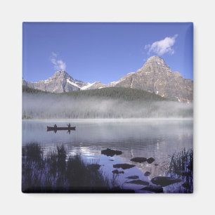 Fishermen in canoe on Waterfowl Lake, Banff Magnet