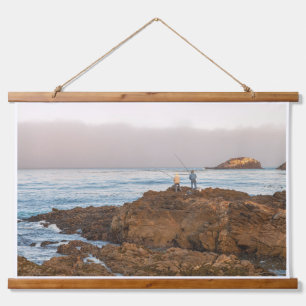 Fishermen on Rocky Shore Hanging Tapestry
