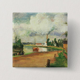 Fishermen on the Banks of the Oise, 1876 (oil on c 15 Cm Square Badge