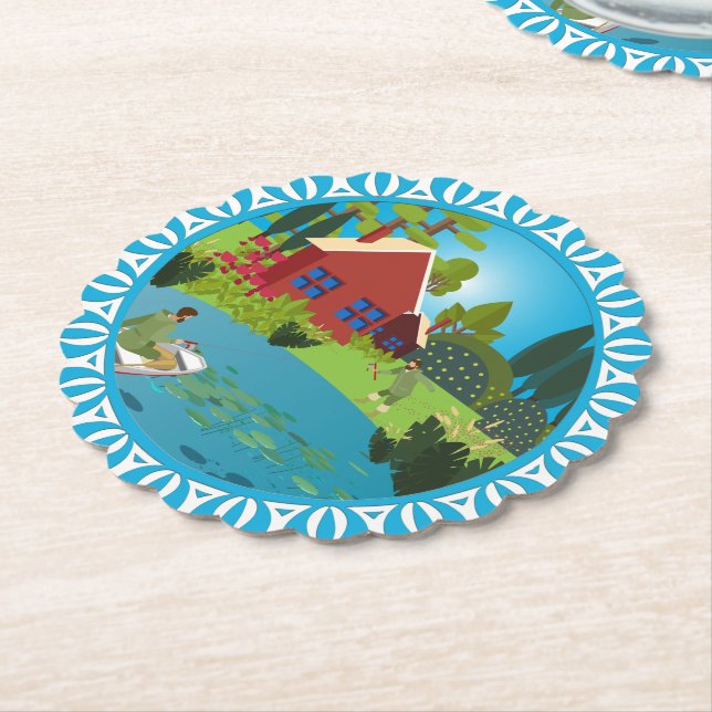 Fishermen Paper Coaster (Angled)