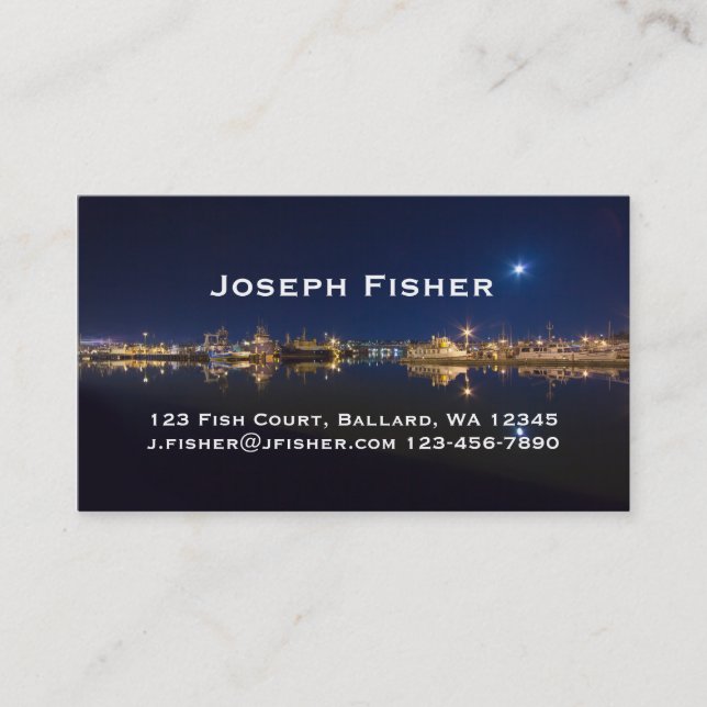 Fishermen’s Terminal at Night in Ballard, Seattle Business Card (Front)