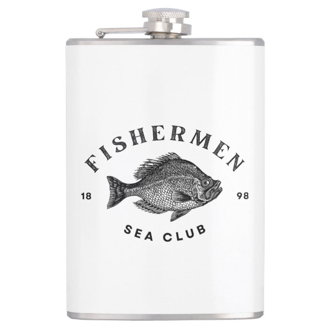 Fishermen Sea Club Hip Flask (Front)