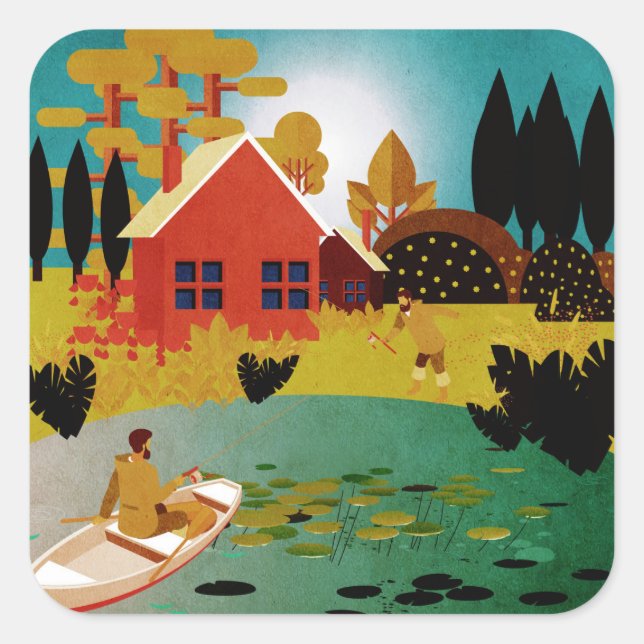 fishermen square sticker (Front)