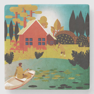 Fishermen  stone coaster