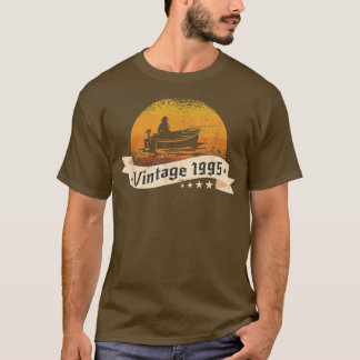 Fishermen Vintage born 1995 Birthday Fishingboat F T-Shirt