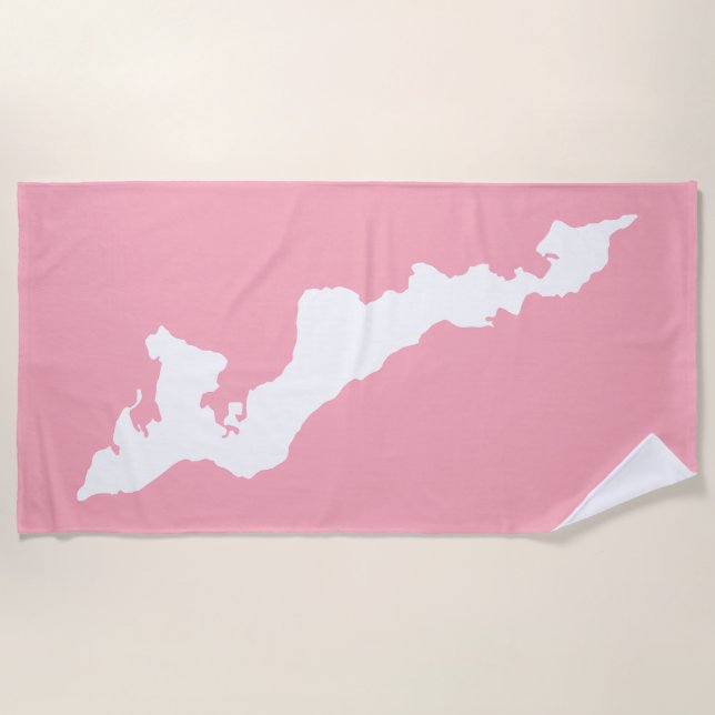 Fishers Island Beach Towel – White/Pink (Front)