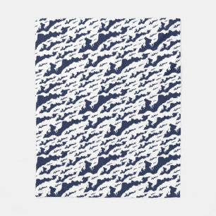 Fishers Island Fleece Blanket – Blue/White