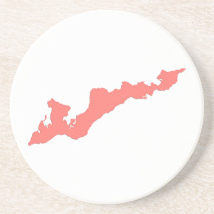 Fishers Island Logo Coaster - Coral Pink
