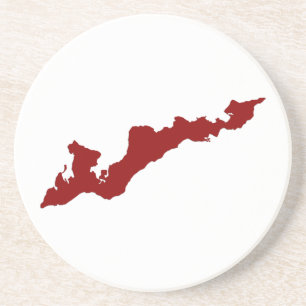 Fishers Island Logo Coaster - Red