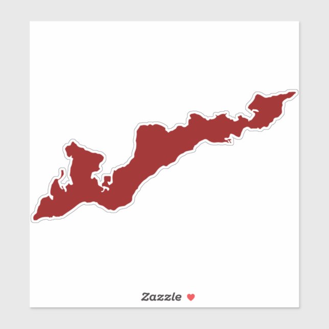 Fishers Island Silhouette Decal Sticker - Red (Sheet)