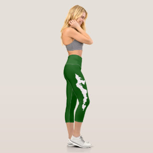 Fishers Island Yoga Capri Leggings – White/Green