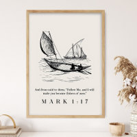 Fishers of Men Poster, Christian Wall Art, Bible 