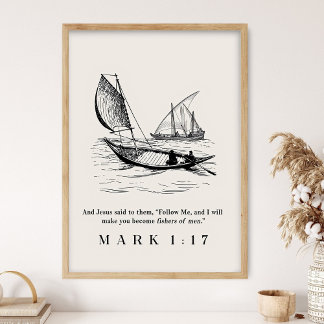 Fishers of Men Poster, Christian Wall Art, Bible  Poster