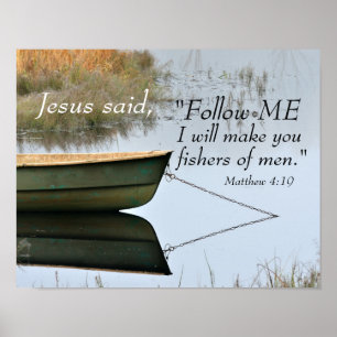 Fishers of Men Scripture, Matthew 4:19 Bible Verse Poster