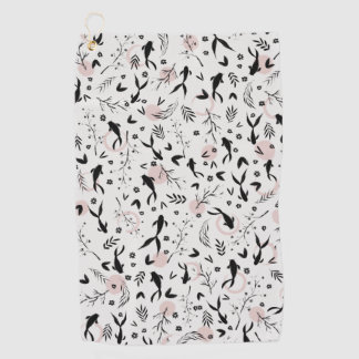 Fishes and Branches Japanese Painting Golf Towel
