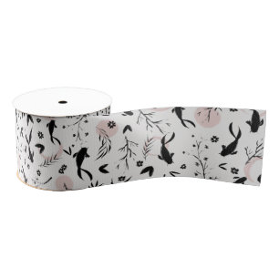 Fishes and Branches Japanese Painting Grosgrain Ribbon