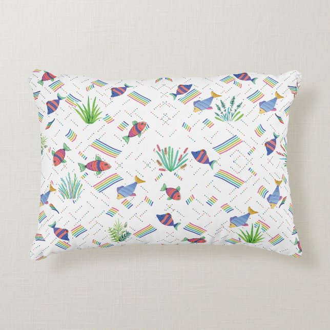 Fishes and Plants in Pond Decorative Cushion (Front)