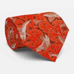 FISHES AND RED ALGAES Art Nouveau Animal Pattern Tie