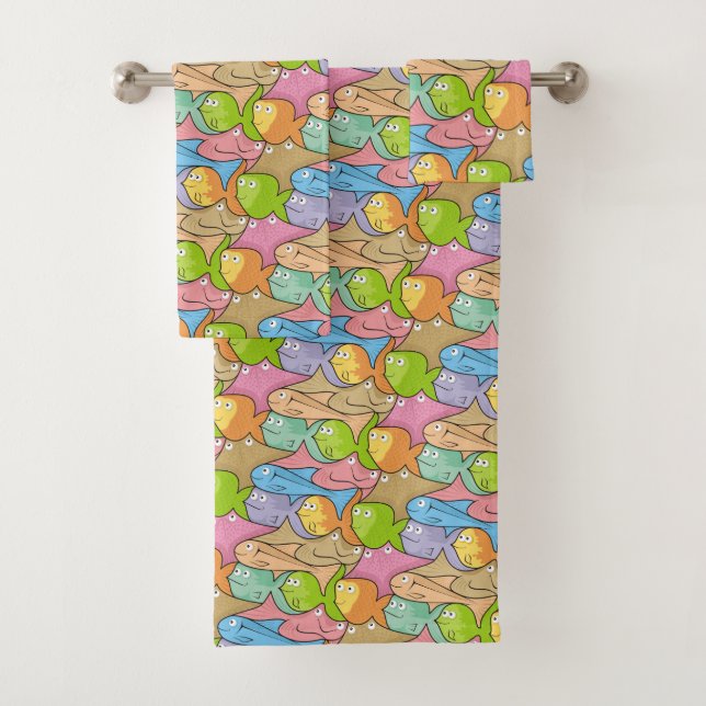 Fishes cartoon bath towel set (Insitu)