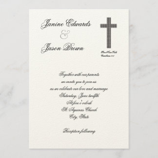 Fishes Cross Christian Wedding Invitation