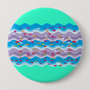 fishes in the sea 10 cm round badge