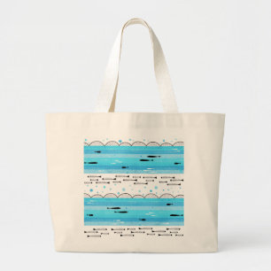 Fishes in the sea large tote bag