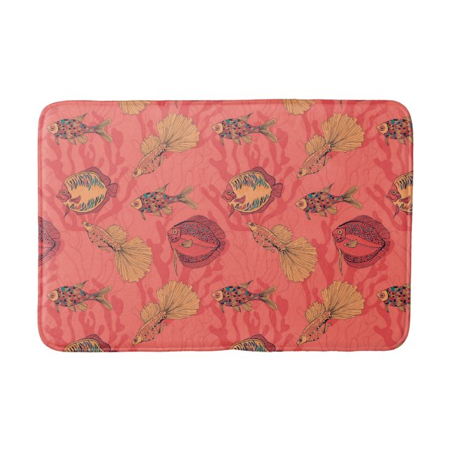 Fishes on living coral background bath mat (Front)