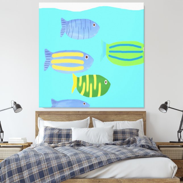 fishes painting canvas print (Insitu(Bedroom))