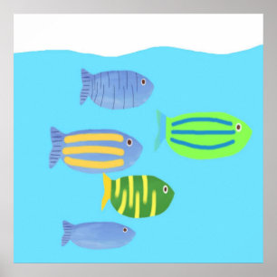 fishes painting poster