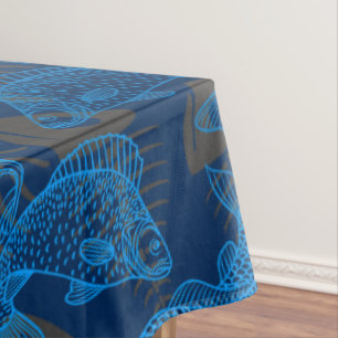 Fishes Pattern 01 Hidden bones.B DRed BG Tablecloth