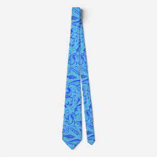 Fishes pattern blue 10.b Lblue BG Tie