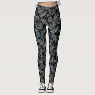 Fishes pattern Work 01.b Black BG Leggings