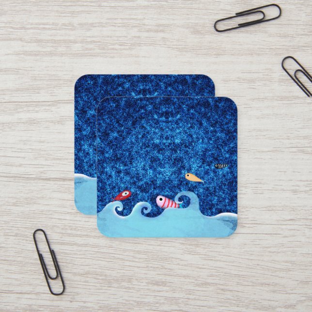 Fishes  square business card (Front/Back In Situ)