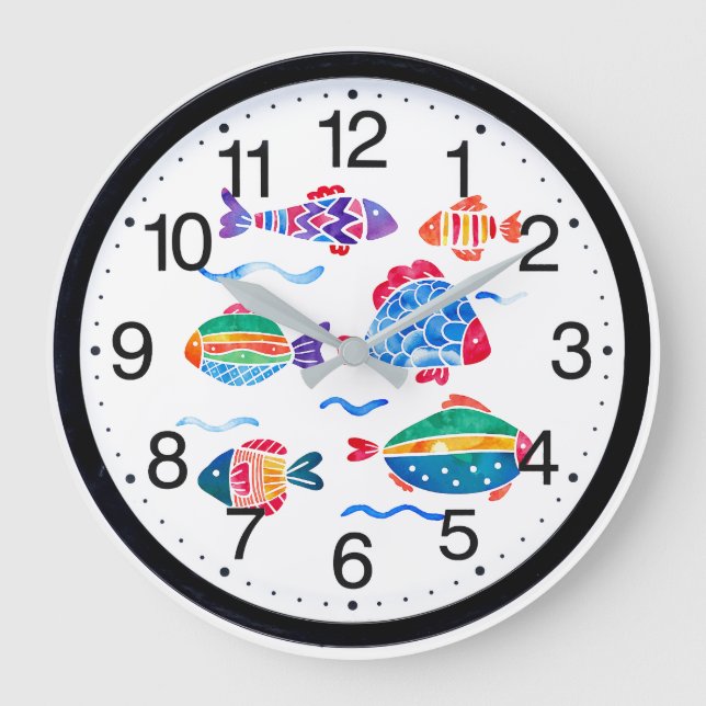 Fishes swimming cute bathroom clock (Front)