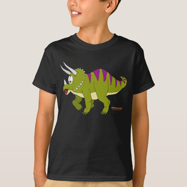 Fishfry Designs Dark Triceratops T-Shirt (Front)