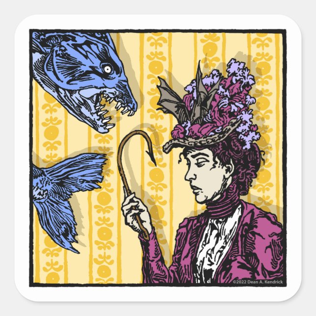 Fishhook - Pop Goth Nightmare Surreal Square Sticker (Front)