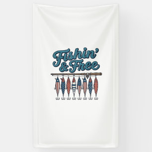 Fishin’ & Free Patriotic Fishing Lure Vintage Banner