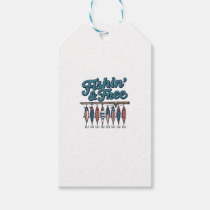 Fishin’ & Free Patriotic Fishing Lure Vintage Gift Tags