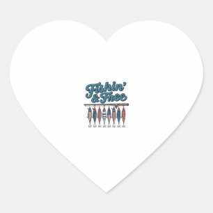 Fishin’ & Free Patriotic Fishing Lure Vintage Heart Sticker