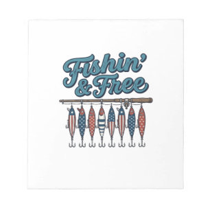 Fishin’ & Free Patriotic Fishing Lure Vintage Notepad