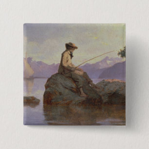 Fishing 15 Cm Square Badge