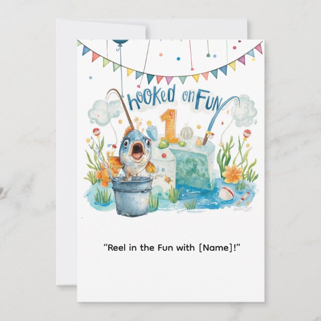 Fishing 1st Birthday for Little Anglers Party  Invitation (Front)