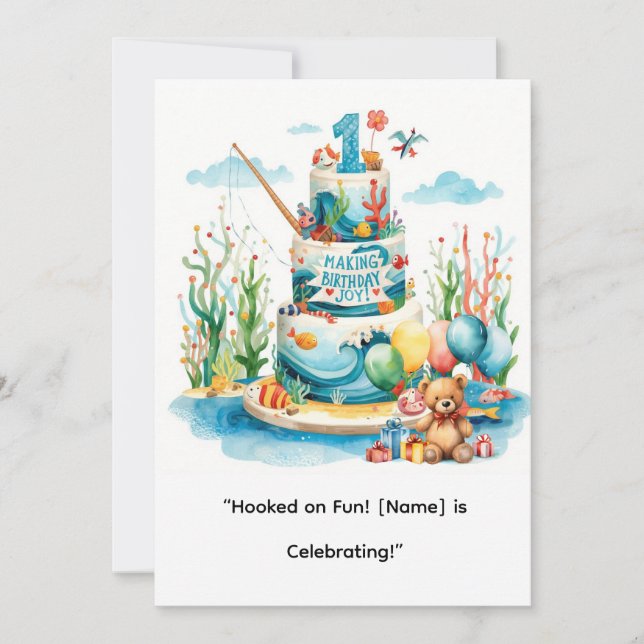 Fishing 1st Birthday for Little Anglers Party  Invitation (Front)