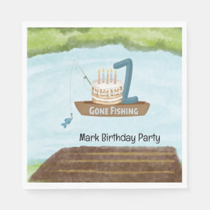 Fishing 1st Birthday  Napkin