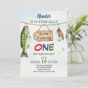 Fishing 1st Birthday O-Fish-Ally One Birthday Invitation