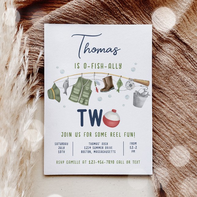  Fishing 1st Birthday O-Fish-Ally One Birthday Invitation (Creator Uploaded)