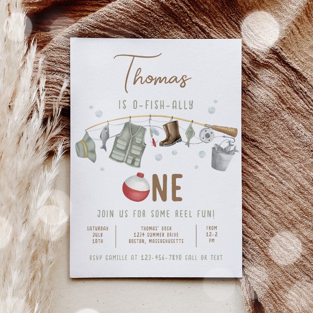  Fishing 1st Birthday O-Fish-Ally One Birthday Invitation (Creator Uploaded)